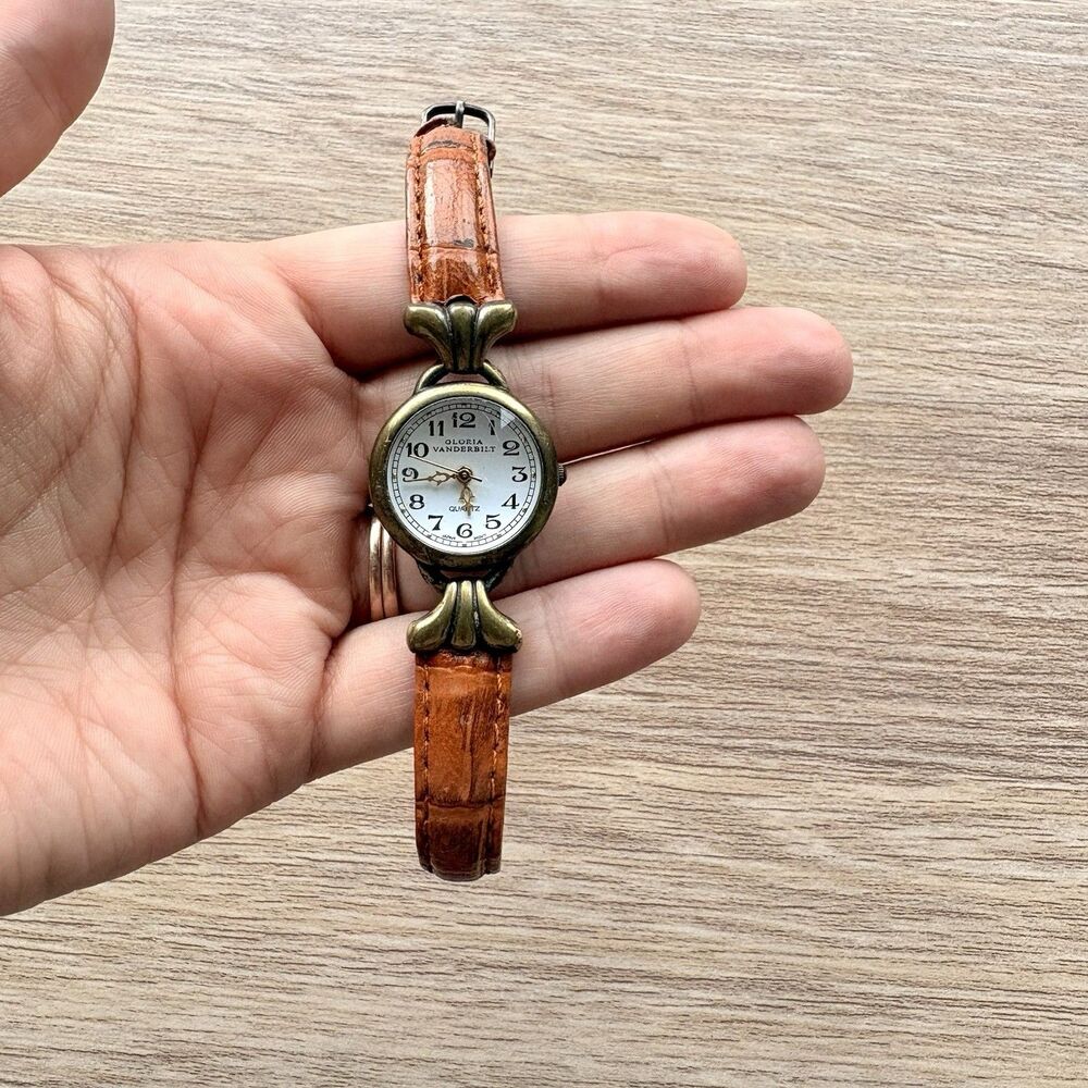 Gloria Vanderbilt Vintage Ladies Quartz Watch Brown Strap Not Working, Repair